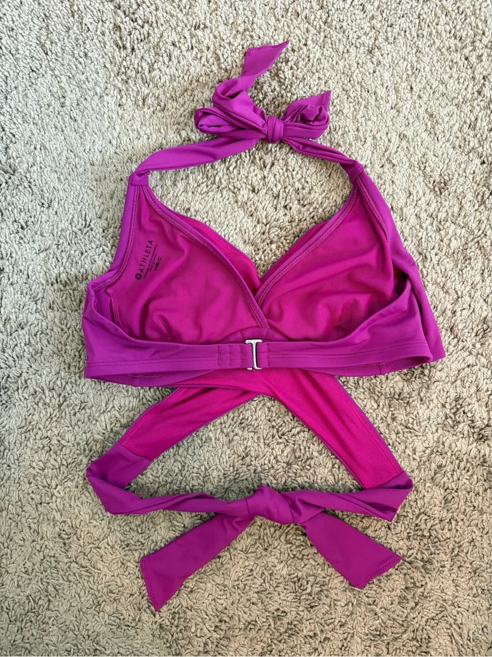 Athleta Bra Cup Wrap Halter Bikini Top Pink Swim Style 383978-03 Size 34 B/C